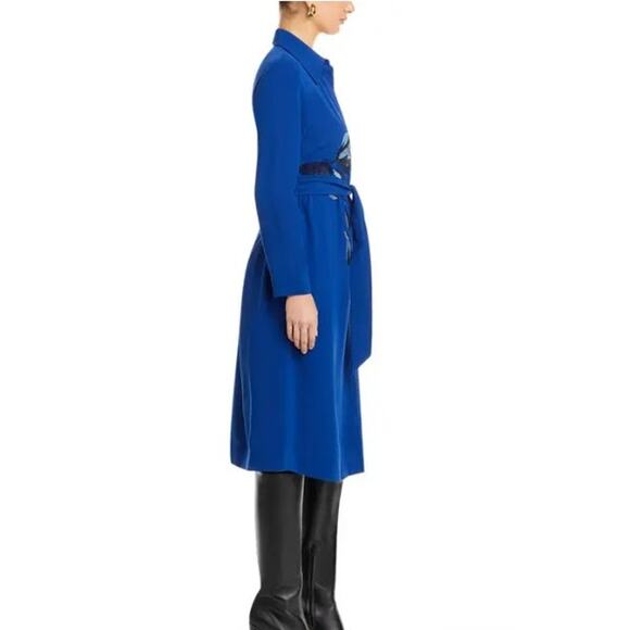 Misook Floral Embroidered Button Front Woven Dress Blue Size Small - Picture 4 of 13